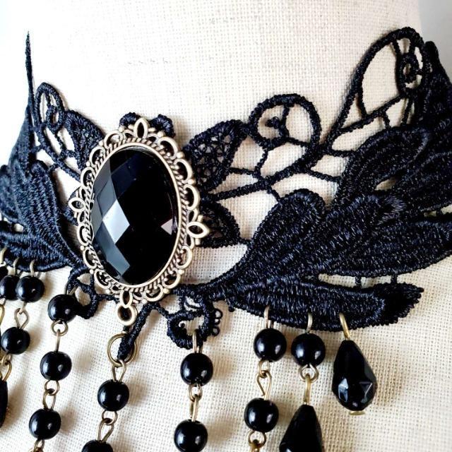 込み★@★ゴスロリ/パンク★レース&ビーズ使用!チョーカー!! < 女性アクセサリー/時計 込み★@★ゴスロリ/パンク★レース&ビーズ使用!チョーカー!! < 女性アクセサリー/時計の