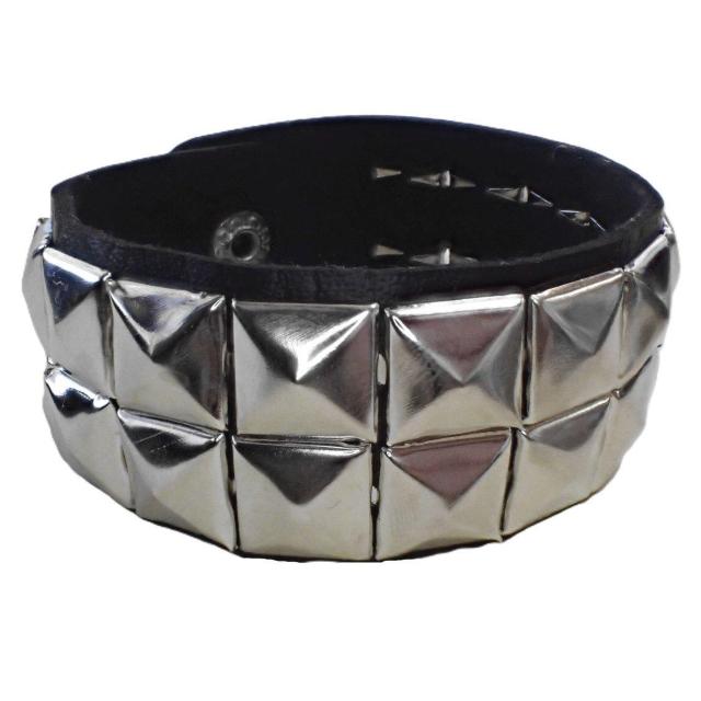 スタッズ 鋲 スクエア 2列 レザーブレスレット ブレスレット アクセサリー バングル リストバンド ロック パンク 黒色 @ < 男性アクセサリー/時計  スタッズ 鋲 スクエア 2列 レザーブレスレット ブレスレット アクセサリー バングル リストバンド ロック パンク 黒色 @  < 男性アクセサリー/時計の