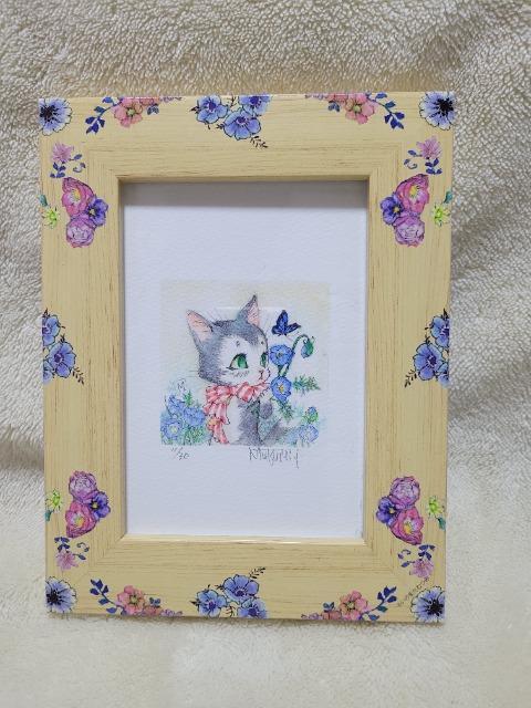 いのまたむつみ ミニ版画(猫)「青い花」直筆サイン入り/限定30枚 < ホビー いのまたむつみ ミニ版画(猫)「青い花」直筆サイン入り/限定30枚 < ホビーの