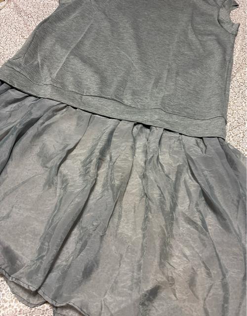 ロング丈 シフォン切り替え ワンピース 異素材 グレー 大きいサイズ < 女性ファッション ロング丈 シフォン切り替え ワンピース 異素材 グレー 大きいサイズ < 女性ファッションの