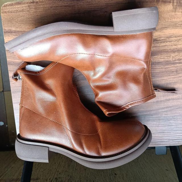 新品 23cm レディース ブーツ ブラウン 厚底 シューズ ショートブーツ < 女性ファッション  新品 23cm レディース ブーツ ブラウン 厚底 シューズ ショートブーツ < 女性ファッションの