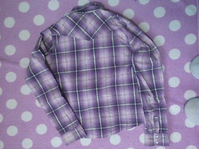 薄紫×グレー チェックシャツ 金色ラメライン入☆ < 女性ファッション  薄紫×グレー チェックシャツ 金色ラメライン入☆ < 女性ファッションの