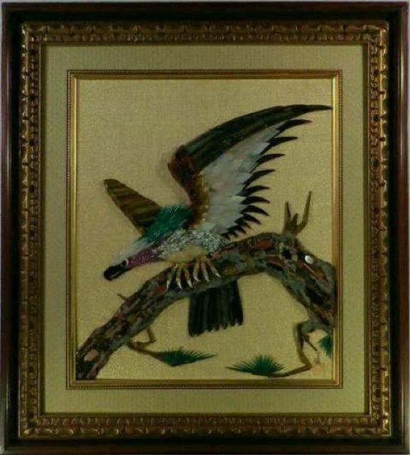 絵画 貴石画 作者不詳 『鳥』真作保証 < ホビー  絵画 貴石画 作者不詳 『鳥』真作保証  < ホビーの