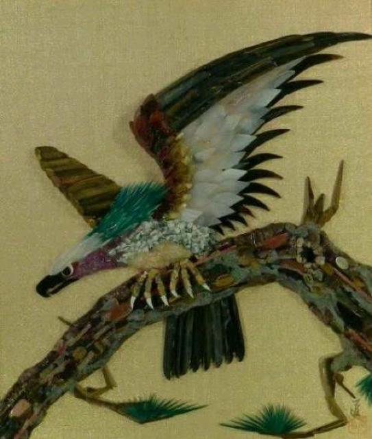 絵画 貴石画 作者不詳 『鳥』真作保証 < ホビー  絵画 貴石画 作者不詳 『鳥』真作保証 < ホビーの