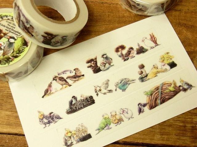 生みたて卵屋マスキングテープ1個 Little bird Hospital 小鳥とキノコ柄 Araki Mizuho 旅屋 < インテリア/ライフ  生みたて卵屋マスキングテープ1個 Little bird Hospital 小鳥とキノコ柄 Araki Mizuho 旅屋 < インテリア/ライフの