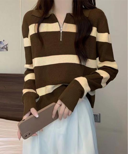 送料無料 新品 ニットトップス ハーフジップ 襟付き < 女性ファッション  送料無料 新品 ニットトップス ハーフジップ 襟付き < 女性ファッションの