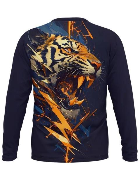 超お買い得1390円★メンズ タイガープリント 長袖Tシャツ - スポーティー、ストレッチ生地 USAサイズS(日本サイズL相当) < 男性ファッション  超お買い得1390円★メンズ タイガープリント 長袖Tシャツ - スポーティー、ストレッチ生地 USAサイズS(日本サイズL相当) < 男性ファッションの