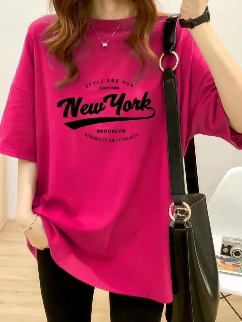超お買い得1490円★レタープリントTシャツ、半袖クルーネックトップス、夏と春に最適、レディース 日本サイズL ローズレッド < 女性ファッション  超お買い得1490円★レタープリントTシャツ、半袖クルーネックトップス、夏と春に最適、レディース 日本サイズL ローズレッド  < 女性ファッションの