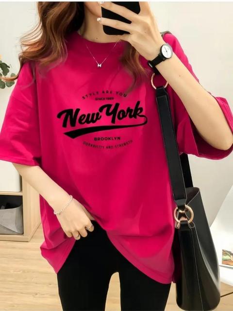 超お買い得1490円★レタープリントTシャツ、半袖クルーネックトップス、夏と春に最適、レディース 日本サイズL ローズレッド < 女性ファッション  超お買い得1490円★レタープリントTシャツ、半袖クルーネックトップス、夏と春に最適、レディース 日本サイズL ローズレッド < 女性ファッションの