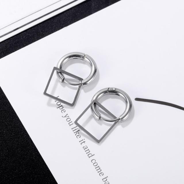 円形×四角形 フープピアス シルバー【両耳セット】 < 女性アクセサリー/時計  円形×四角形 フープピアス シルバー【両耳セット】 < 女性アクセサリー/時計の