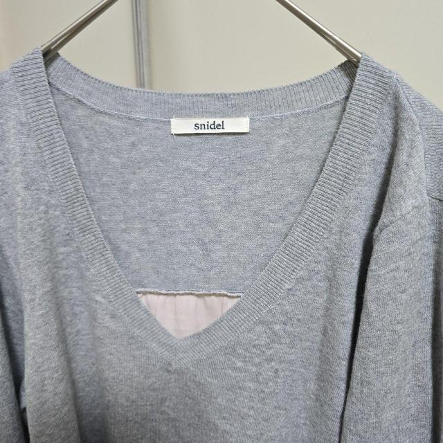 スナイデル snidel シフォン切り替えニット チュニック グレー 1426 < ブランド スナイデル snidel シフォン切り替えニット チュニック グレー 1426 < ブランドの