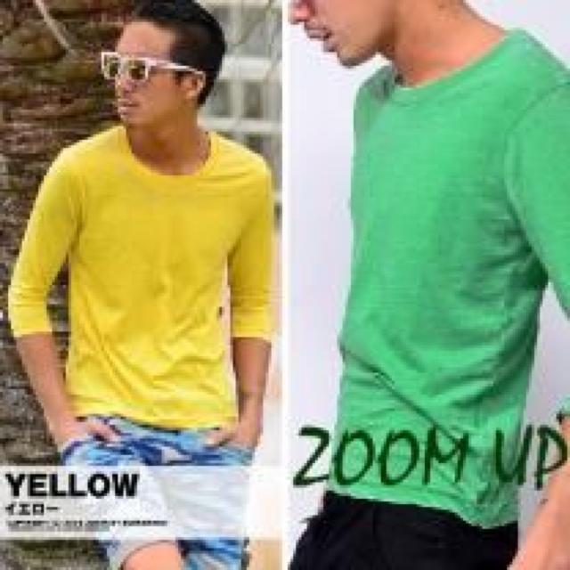 《New》カジュアル★パウダーウォッシュ・7分袖*ネオンカラーTeeシャツ<イエローL> < 男性ファッション 《New》カジュアル★パウダーウォッシュ・7分袖*ネオンカラーTeeシャツ<イエローL> < 男性ファッションの