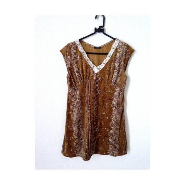 ZAMPA◆ベロア レトロ クラシック 花柄 チュニック ワンピース M < 女性ファッション  ZAMPA◆ベロア レトロ クラシック 花柄 チュニック ワンピース M  < 女性ファッションの