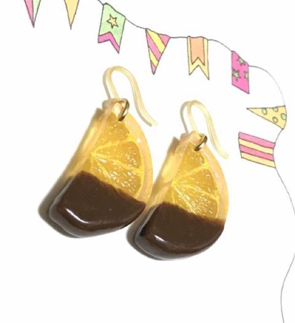 hハンドメイド粘土〓オランジェットピアス〓オレンジチョコ < 女性ファッション hハンドメイド粘土〓オランジェットピアス〓オレンジチョコ < 女性ファッションの