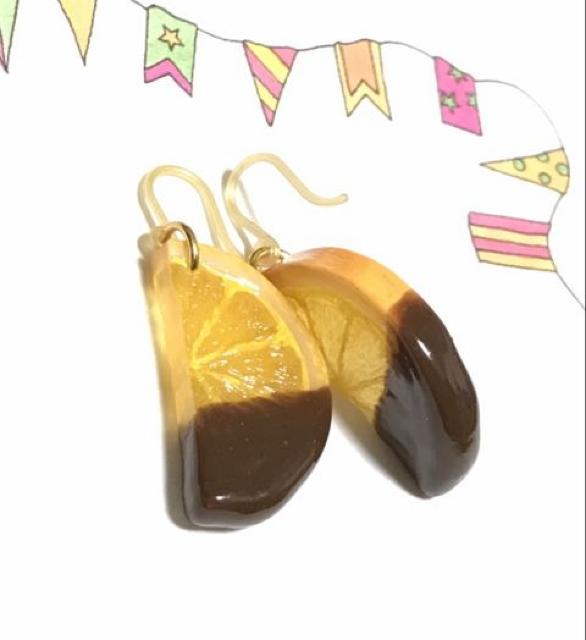 hハンドメイド粘土〓オランジェットピアス〓オレンジチョコ < 女性ファッション hハンドメイド粘土〓オランジェットピアス〓オレンジチョコ < 女性ファッションの