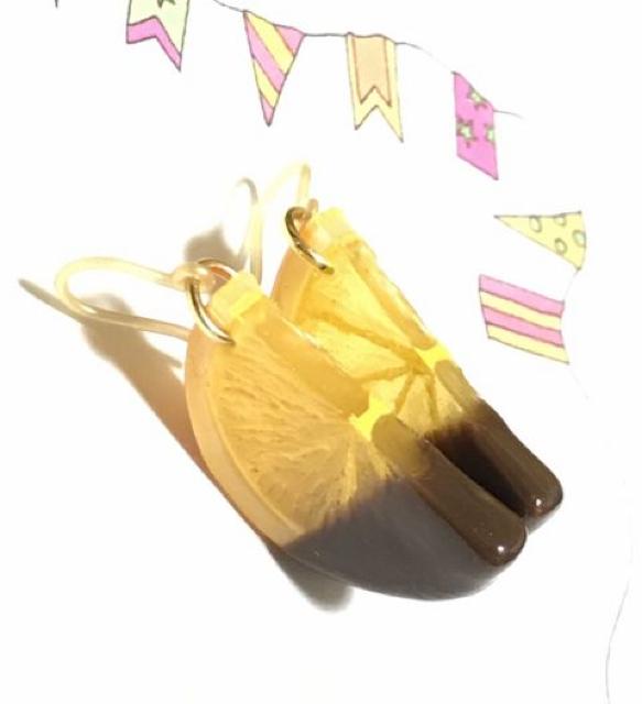 hハンドメイド粘土〓オランジェットピアス〓オレンジチョコ < 女性ファッション hハンドメイド粘土〓オランジェットピアス〓オレンジチョコ < 女性ファッションの