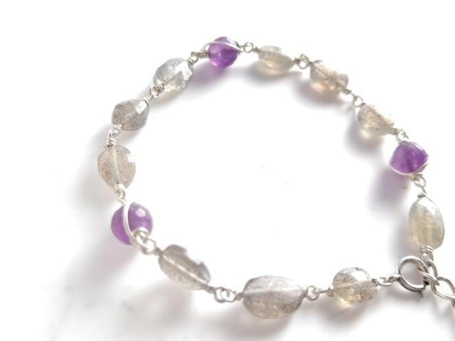 *ラブラドライトとアメジストのブレスレット*sv 13003 < 女性アクセサリー/時計  *ラブラドライトとアメジストのブレスレット*sv 13003  < 女性アクセサリー/時計の