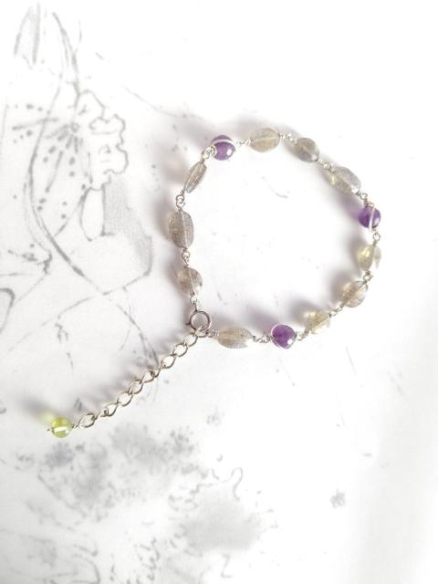 *ラブラドライトとアメジストのブレスレット*sv 13003 < 女性アクセサリー/時計  *ラブラドライトとアメジストのブレスレット*sv 13003 < 女性アクセサリー/時計の
