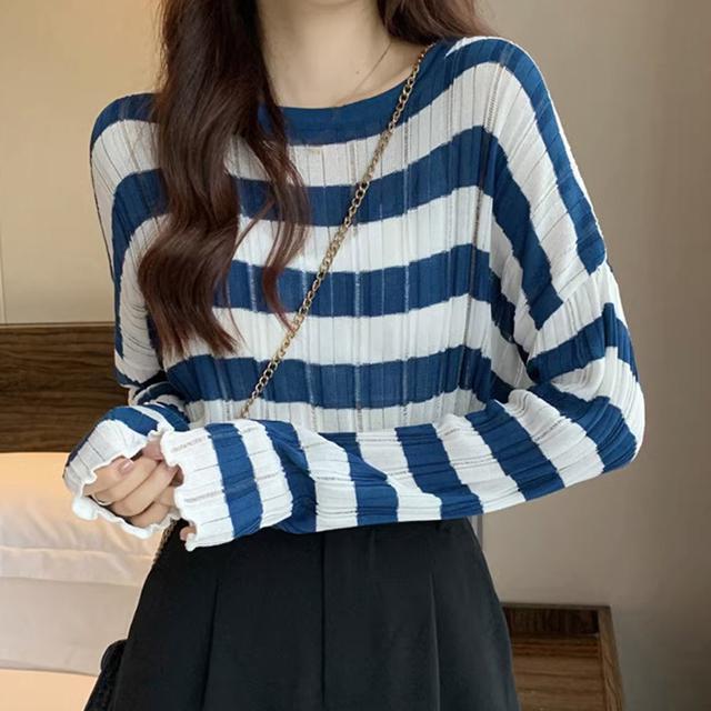 送料無料 新品 ニットトップス ボーダー柄 リブニット < 女性ファッション  送料無料 新品 ニットトップス ボーダー柄 リブニット < 女性ファッションの