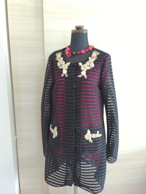 ゆうパック送料込み■MENGBARTER■MENG BARTER■花柄刺繍ノーカラージャケットコート■サイズL■ブラック < 女性ファッション  ゆうパック送料込み■MENGBARTER■MENG BARTER■花柄刺繍ノーカラージャケットコート■サイズL■ブラック  < 女性ファッションの