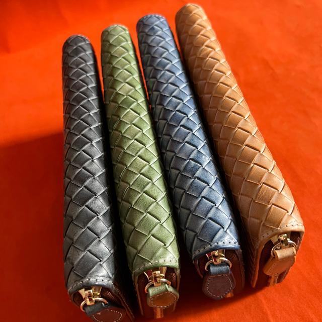 4色 色選択 ハンドメイド 新品 ブライドレザー ヌメ革/本革 編み込み メンズ財布 長財布  ラウンドファスナー < 男性ファッション  4色 色選択 ハンドメイド 新品 ブライドレザー ヌメ革/本革 編み込み メンズ財布 長財布  ラウンドファスナー < 男性ファッションの