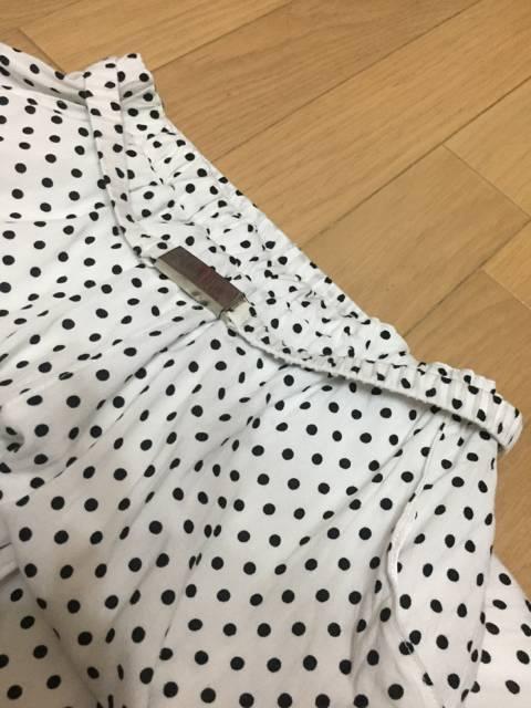 白地×黒水玉 ワイドパンツ ガウチョパンツ 共布ベルト付 < 女性ファッション  白地×黒水玉 ワイドパンツ ガウチョパンツ 共布ベルト付 < 女性ファッションの