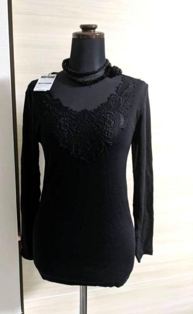 Wacoal/ワコール/Trefle/トレフル/コード刺繍レース付き長袖シャツ/超稀少/肌着/トレフル/ニット/M/ブラック/黒 < 女性ファッション Wacoal/ワコール/Trefle/トレフル/コード刺繍レース付き長袖シャツ/超稀少/肌着/トレフル/ニット/M/ブラック/黒 < 女性ファッションの