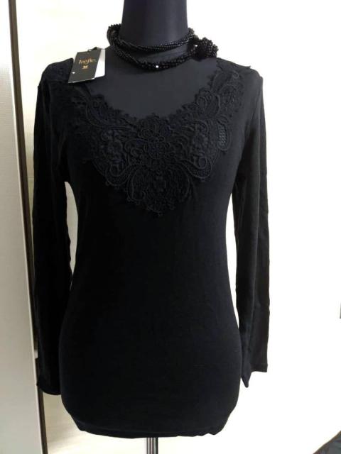 Wacoal/ワコール/Trefle/トレフル/コード刺繍レース付き長袖シャツ/超稀少/肌着/トレフル/ニット/M/ブラック/黒 < 女性ファッション Wacoal/ワコール/Trefle/トレフル/コード刺繍レース付き長袖シャツ/超稀少/肌着/トレフル/ニット/M/ブラック/黒 < 女性ファッションの