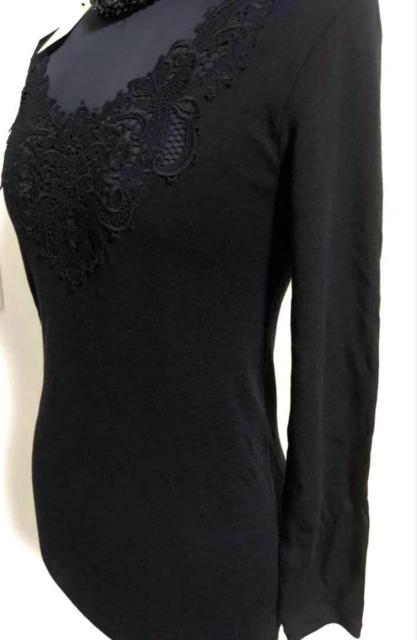 Wacoal/ワコール/Trefle/トレフル/コード刺繍レース付き長袖シャツ/超稀少/肌着/トレフル/ニット/M/ブラック/黒 < 女性ファッション Wacoal/ワコール/Trefle/トレフル/コード刺繍レース付き長袖シャツ/超稀少/肌着/トレフル/ニット/M/ブラック/黒 < 女性ファッションの