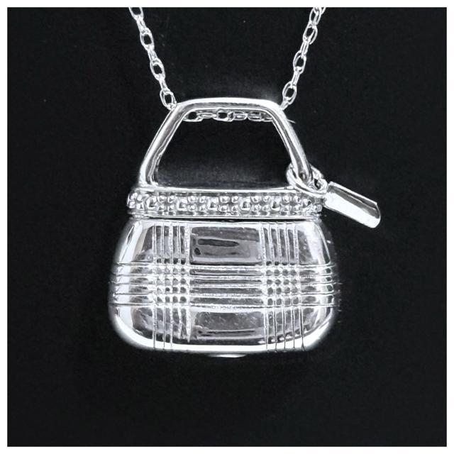 14K ホワイトゴールド ハンドバッグ デザイン ネックレス ダイヤ < 女性アクセサリー/時計 14K ホワイトゴールド ハンドバッグ デザイン ネックレス ダイヤ < 女性アクセサリー/時計の