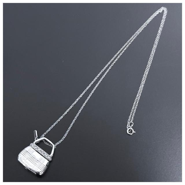 14K ホワイトゴールド ハンドバッグ デザイン ネックレス ダイヤ < 女性アクセサリー/時計 14K ホワイトゴールド ハンドバッグ デザイン ネックレス ダイヤ < 女性アクセサリー/時計の