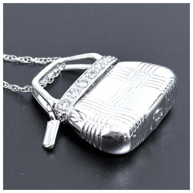 14K ホワイトゴールド ハンドバッグ デザイン ネックレス ダイヤ < 女性アクセサリー/時計 14K ホワイトゴールド ハンドバッグ デザイン ネックレス ダイヤ < 女性アクセサリー/時計の