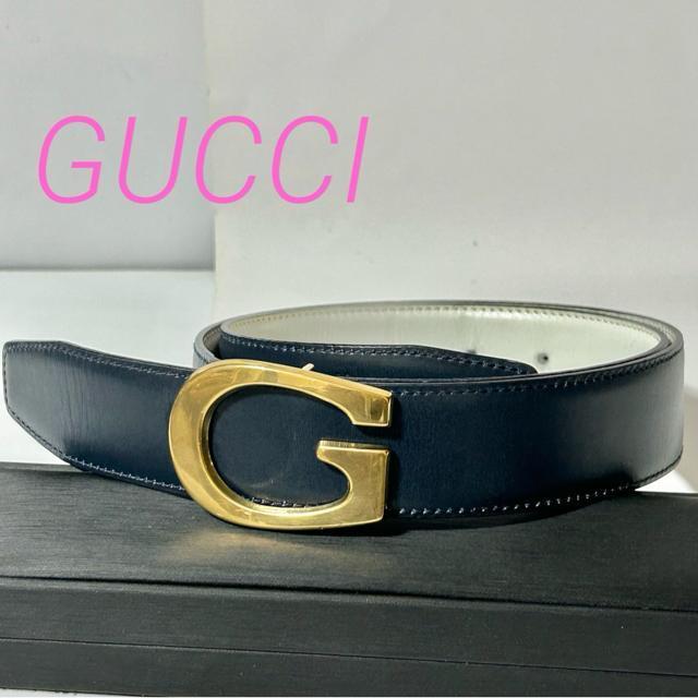 GUCCI �O�b�` G�o�b�N�� 035�E194�E0955 ���U�[ �x���g �\�L�T�C�Y75/30 �l�C�r�[  �� �u�����h�� 