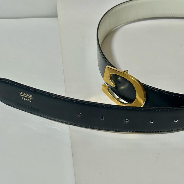 GUCCI �O�b�` G�o�b�N�� 035�E194�E0955 ���U�[ �x���g �\�L�T�C�Y75/30 �l�C�r�[ �� �u�����h�� 