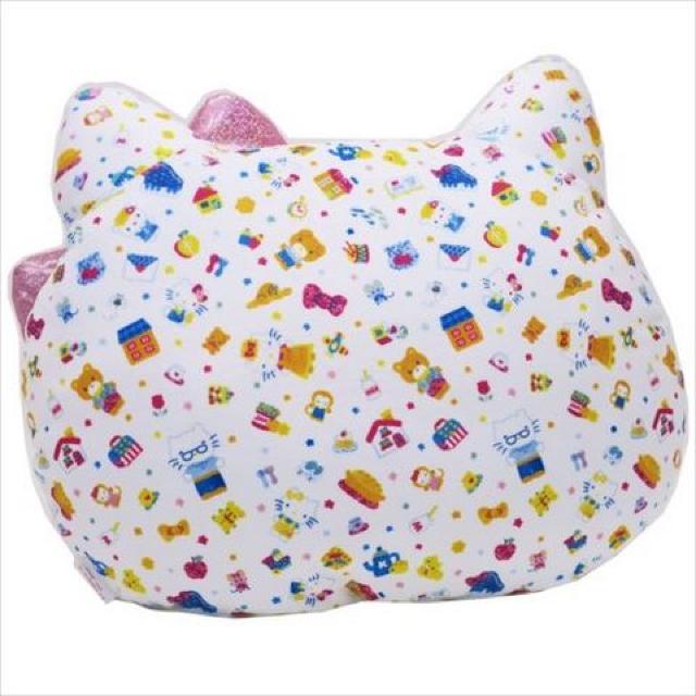 《New》キティちゃん(リボン*キラキラ)★カラフルプリント*フェイス型クッション<ホワイト> < インテリア/ライフ 《New》キティちゃん(リボン*キラキラ)★カラフルプリント*フェイス型クッション<ホワイト> < インテリア/ライフの