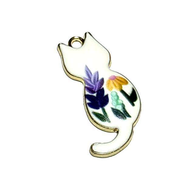 5217 後ろ姿の猫ちゃん 花柄ふっくら白色 1個 金属パーツ アクセサリーチャーム ハンドメイド材料 ネコねこ < ペット/手芸/園芸 5217 後ろ姿の猫ちゃん 花柄ふっくら白色 1個 金属パーツ アクセサリーチャーム ハンドメイド材料 ネコねこ < ペット/手芸/園芸の