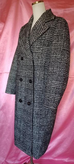 ★【GU】ジーユーお洒落☆黒白ブラック&ホワイト☆グレンチェック柄ダブルブレストコート☆テーラードカラーロングチェスターコート < ブランド ★【GU】ジーユーお洒落☆黒白ブラック&ホワイト☆グレンチェック柄ダブルブレストコート☆テーラードカラーロングチェスターコート < ブランドの