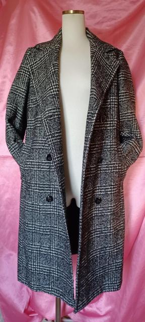 ★【GU】ジーユーお洒落☆黒白ブラック&ホワイト☆グレンチェック柄ダブルブレストコート☆テーラードカラーロングチェスターコート < ブランド ★【GU】ジーユーお洒落☆黒白ブラック&ホワイト☆グレンチェック柄ダブルブレストコート☆テーラードカラーロングチェスターコート < ブランドの