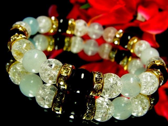 オニキス§アクアマリン§クラック爆裂水晶§8ミリ§金ロンデル < 女性アクセサリー/時計 オニキス§アクアマリン§クラック爆裂水晶§8ミリ§金ロンデル < 女性アクセサリー/時計の