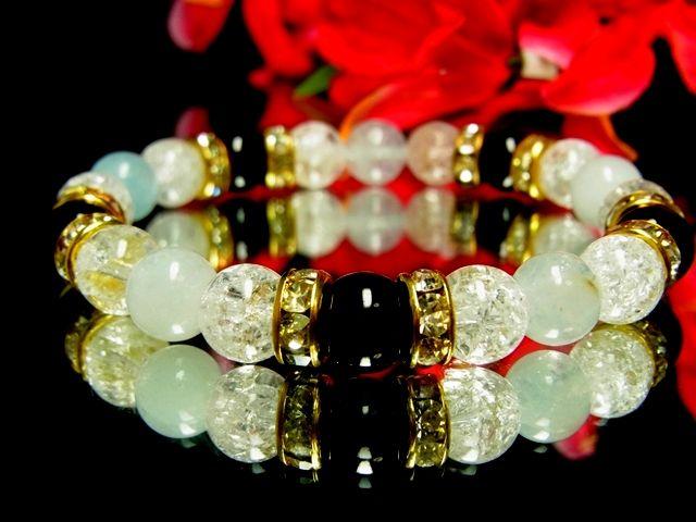 オニキス§アクアマリン§クラック爆裂水晶§8ミリ§金ロンデル < 女性アクセサリー/時計 オニキス§アクアマリン§クラック爆裂水晶§8ミリ§金ロンデル < 女性アクセサリー/時計の