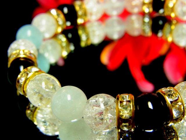 オニキス§アクアマリン§クラック爆裂水晶§8ミリ§金ロンデル < 女性アクセサリー/時計 オニキス§アクアマリン§クラック爆裂水晶§8ミリ§金ロンデル < 女性アクセサリー/時計の