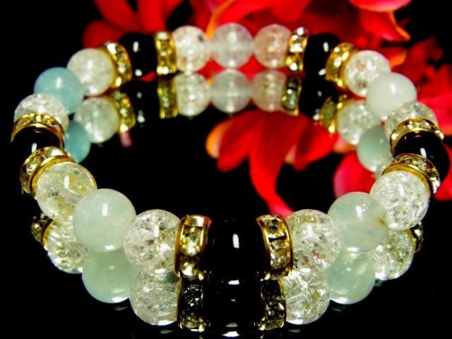 オニキス§アクアマリン§クラック爆裂水晶§8ミリ§金ロンデル < 女性アクセサリー/時計 オニキス§アクアマリン§クラック爆裂水晶§8ミリ§金ロンデル < 女性アクセサリー/時計の