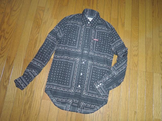 HYSTERIC GLAMOUR ヒステリックグラマー バンダナ柄 ウエスタンシャツ M 黒 ペイズリー 薄手 長袖 < ブランド  HYSTERIC GLAMOUR ヒステリックグラマー バンダナ柄 ウエスタンシャツ M 黒 ペイズリー 薄手 長袖 < ブランドの