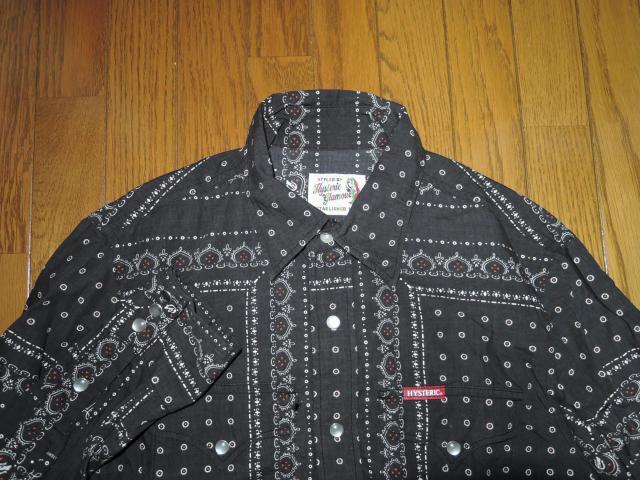 HYSTERIC GLAMOUR ヒステリックグラマー バンダナ柄 ウエスタンシャツ M 黒 ペイズリー 薄手 長袖 < ブランド  HYSTERIC GLAMOUR ヒステリックグラマー バンダナ柄 ウエスタンシャツ M 黒 ペイズリー 薄手 長袖 < ブランドの