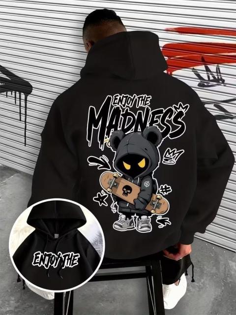 残1点★爆ヤス価格1990円★フード付きスウェットシャツ フロント/バックロゴプリント USAサイズM(日本サイズXL)黒 < 男性ファッション 残1点★爆ヤス価格1990円★フード付きスウェットシャツ フロント/バックロゴプリント USAサイズM(日本サイズXL)黒 < 男性ファッションの