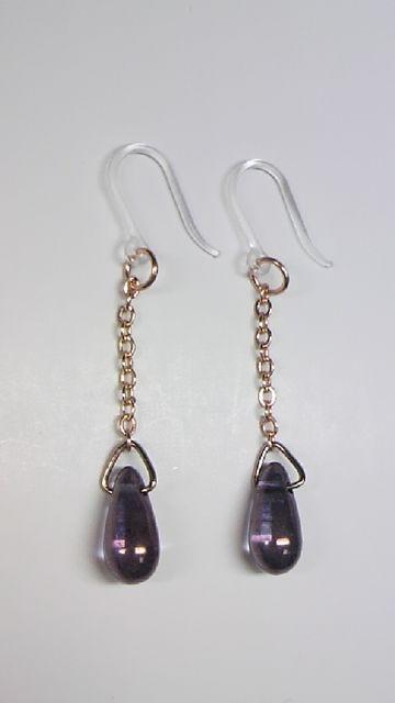 チェコドロップパープル雫樹脂フック < 女性アクセサリー/時計  チェコドロップパープル雫樹脂フック < 女性アクセサリー/時計の