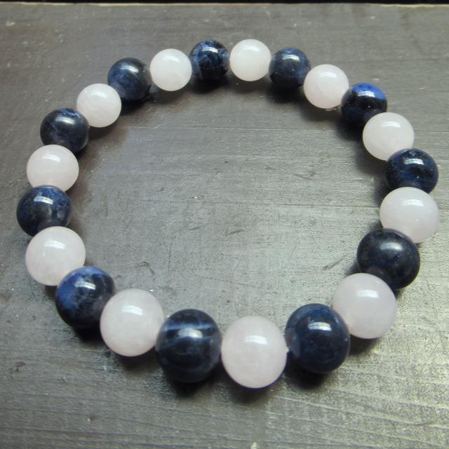 ローズクォーツxソーダライトブレスレット < 男性アクセサリー/時計 ローズクォーツxソーダライトブレスレット < 男性アクセサリー/時計の