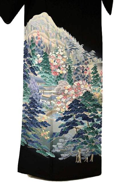 【最高級】新品同様 十日町友禅作家【岡村蒼風】暈し染め 風景文 比翼付 黒留袖 身丈157.5cm 裄丈63cm T3346 < 女性ファッション  【最高級】新品同様 十日町友禅作家【岡村蒼風】暈し染め 風景文 比翼付 黒留袖 身丈157.5cm 裄丈63cm T3346 < 女性ファッションの