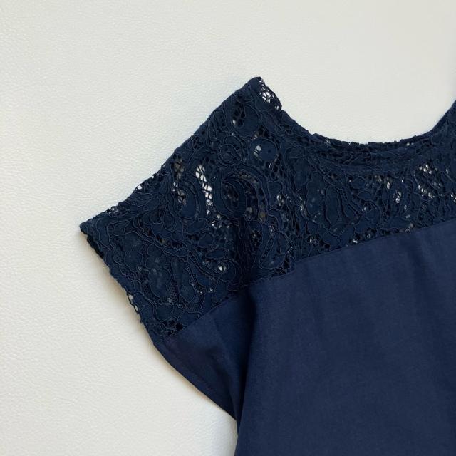 ◆アバハウス◆前後2wayレース半袖ブラウス◆カットソー◆ネイビー濃紺◆S < ブランド  ◆アバハウス◆前後2wayレース半袖ブラウス◆カットソー◆ネイビー濃紺◆S < ブランドの