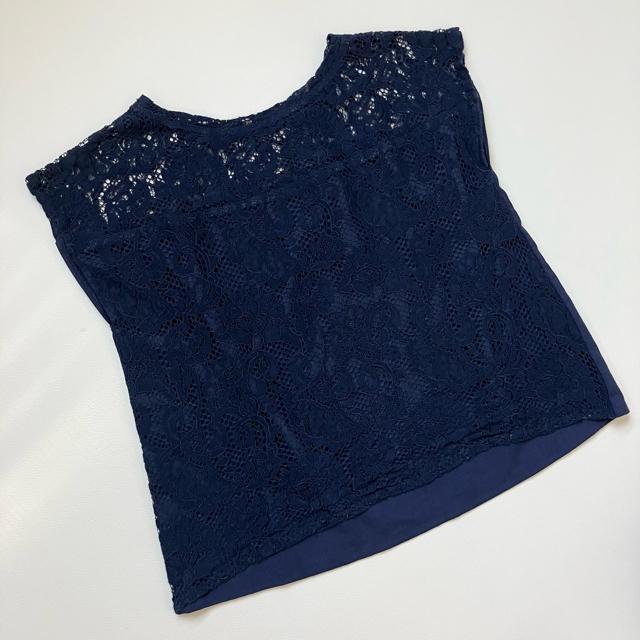 ◆アバハウス◆前後2wayレース半袖ブラウス◆カットソー◆ネイビー濃紺◆S < ブランド  ◆アバハウス◆前後2wayレース半袖ブラウス◆カットソー◆ネイビー濃紺◆S < ブランドの